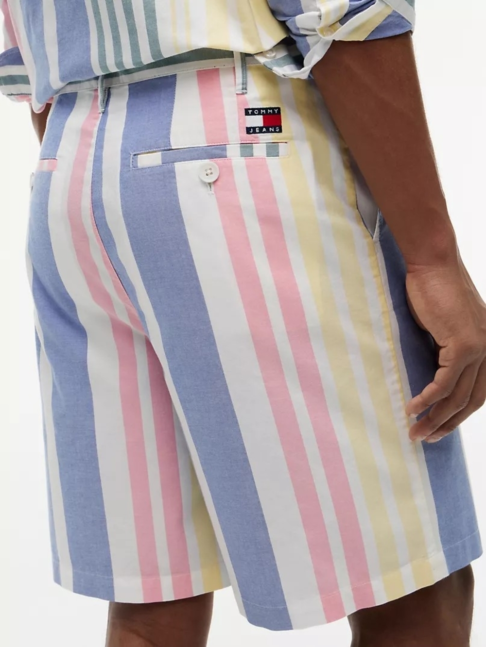 Tommy Hilfiger Pastel Stripe Men's Flat Front Shorts - Blue, Pink, Yellow, White